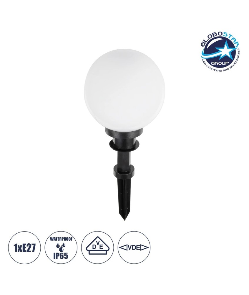 GLOBOSTAR® AGROS 61593 Φωτιστικό Κήπου - Καρφωτό με Ντουί 1 x E27 AC 220-240V Αδιάβροχο IP65 - Λευκό & Μάυρο - Μ20 x Π20 x Υ54cm